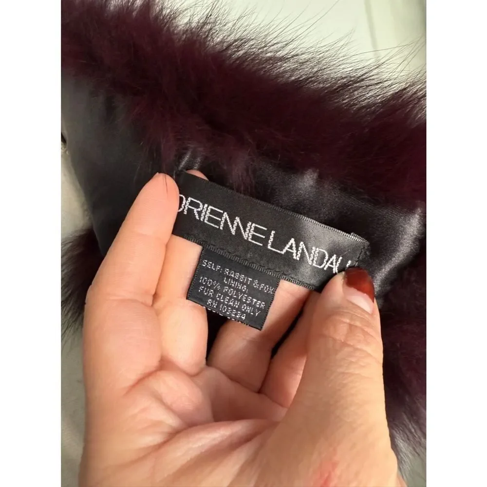 Y2K Adrienne Landau Plum Fox & Rabbit Fur Collar in Excellent Vintage condition